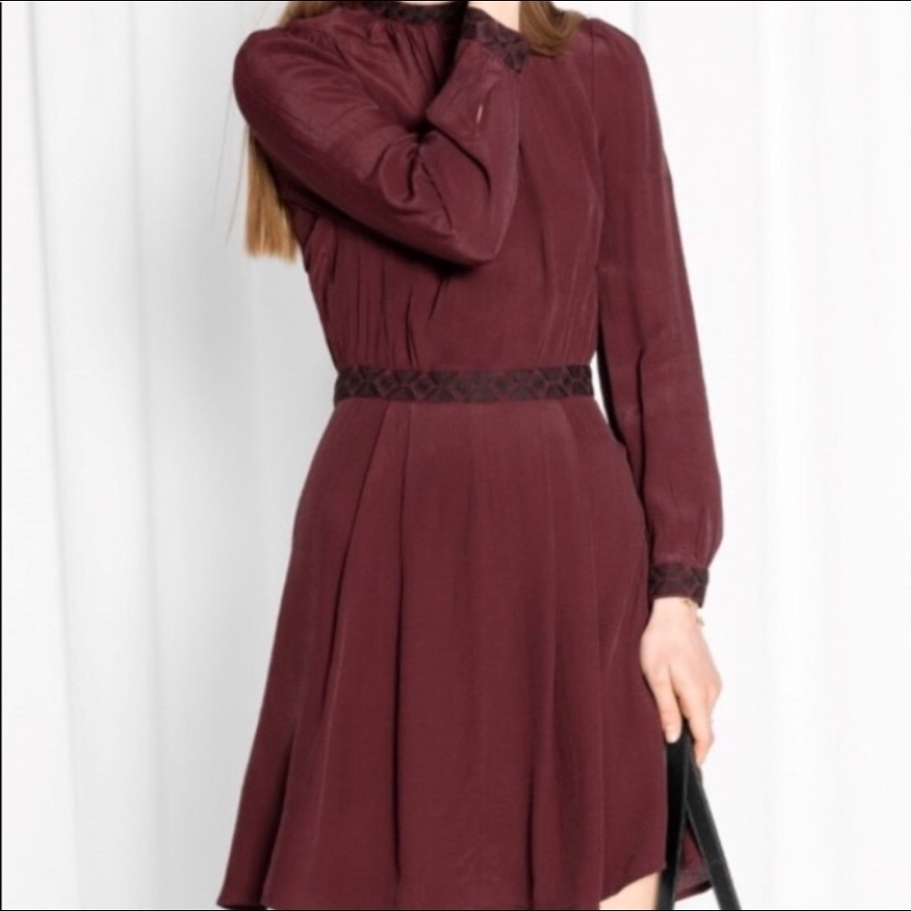 & other stories maroon midi dress